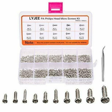 1000Pcs Mini Screw kit M1 M1.2 M1.4 M1.7 Phillipspan Head Micro Screws