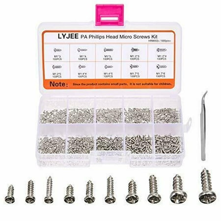 

1000Pcs Mini Screw kit M1 M1.2 M1.4 M1.7 Phillipspan Head Micro Screws