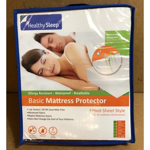 Healthy Sleep Basic Twin Mattress Protector, Waterproof **