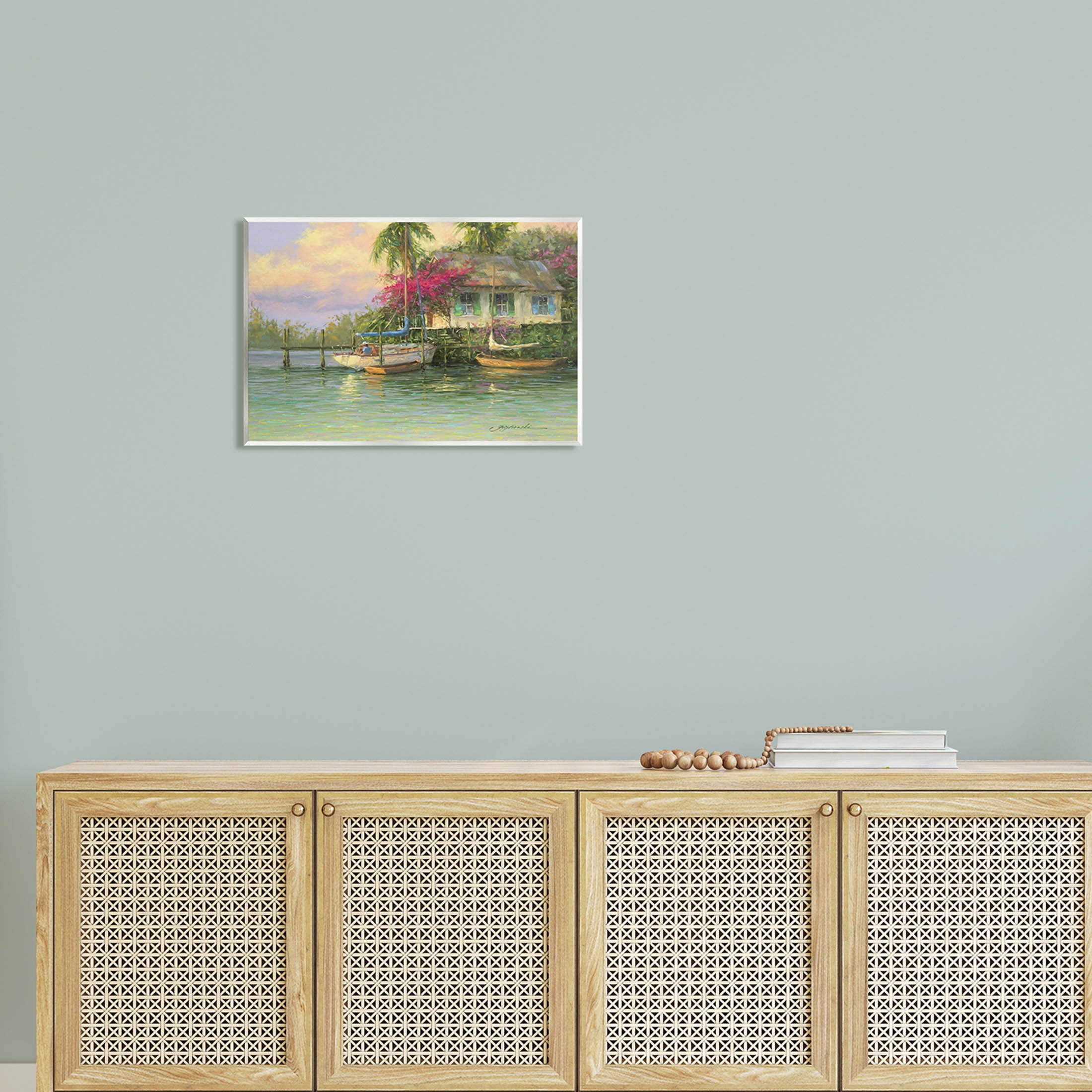 Tropical Vacation Seaside House Landscape Painting Unframed Art Print Wall Art