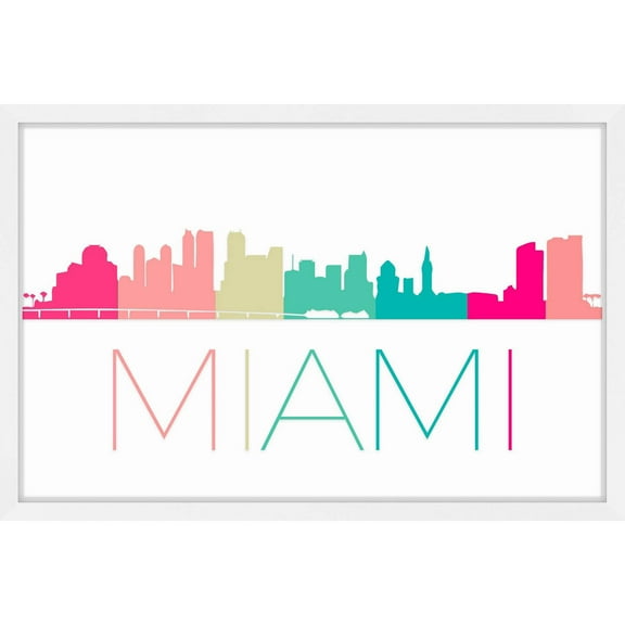"Miami Color Skyline" Framed Painting Print