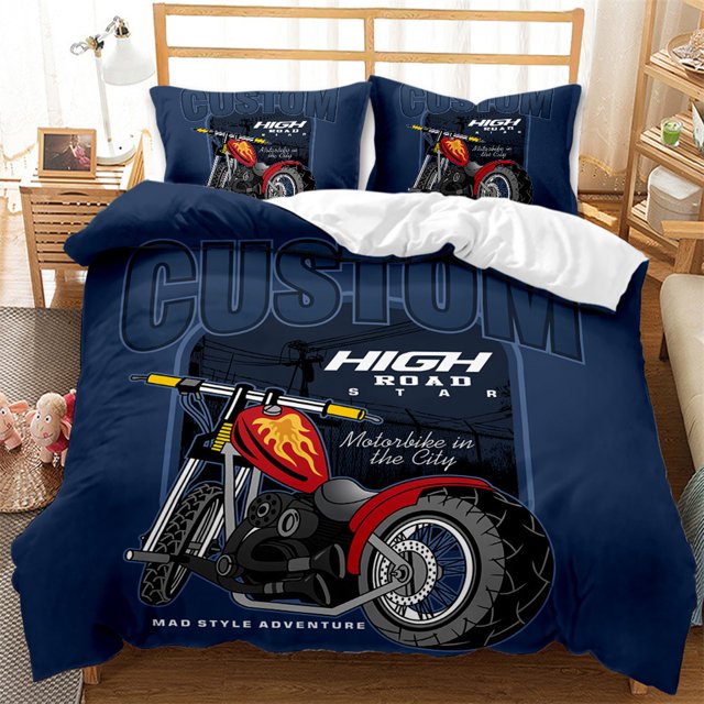 3D Racing Motorcycle Bedding Comforter Set Twin Full Queen King Size