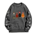 thumbnail image 4 of WEAIXIMIUNG Chandail en Molleton Court Grande Taille Noël Oversize Femmes Manches Longues Col Rond Chandails en Molleton Imprimé Poulet Léger Ample Haut, 4 of 5