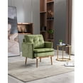 thumbnail image 3 of Velvet Lounge Chair, Upholstered Accent Chair with Tufted Back and Rose Golden Feet, Leisure Single Sofa Chair, Modern Reading Chair for Living Room Bedroom Office, Olive, 3 of 7