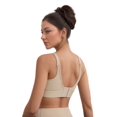thumbnail image 3 of High Impact Sports ,Racerback Running Bra Workout Crop Tank Tops Longline Sports Bra Push Up Khaki L, 3 of 7