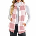 thumbnail image 2 of Posijego Womens Fleece Plaid Vest Jackets Hooded Sleeveless Casual Warm Fall Winter Outerwear Vests, 2 of 5