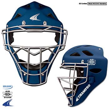 Rubberized Matte Finish Pro-Plus Catcher's Headgear- Youth 6 1 2-7, Navy Blue by Champro