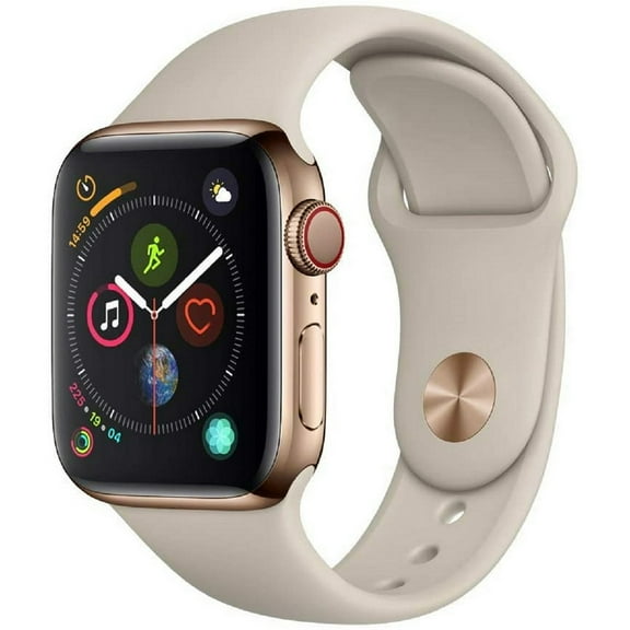 Restored Apple Watch Series 4 GPS LTE, 44MM Gold Stainless Steel Case & Stone Sport Band (Refurbished)