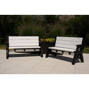 Convert a Bench 60 Folding Vinyl Patio Bench Picnic Table, Midnight Birch - Gen 2