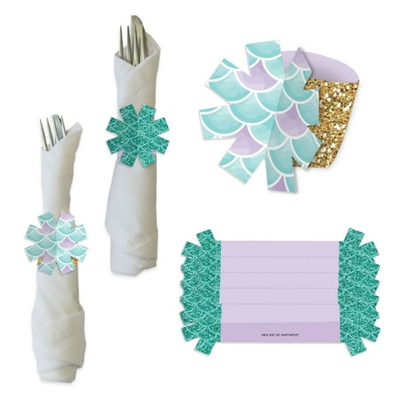 

Big Dot of Happiness Let s Be Mermaids - Baby Shower or Birthday Party Paper Napkin Holder - Napkin Rings - Set of 24