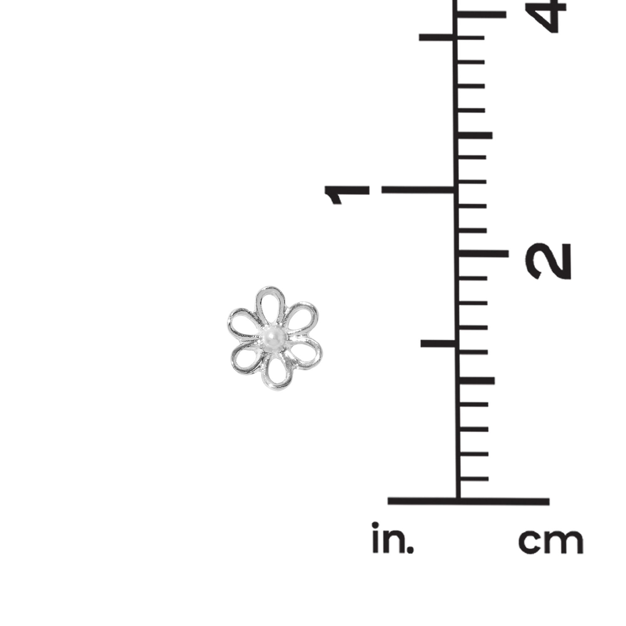 Claire's Tween Girls Stackable Silver Flower, Cherry, and Pearl Stud Earrings, 6-Pack