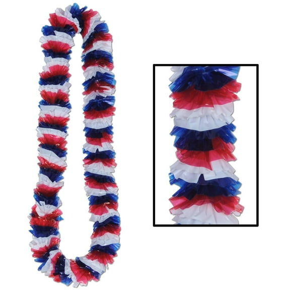 100 Pack Beistle Soft-Twist Patriotic Poly Leis