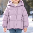 thumbnail image 3 of DJDLJWCJ Girls Down Puffer Jacket Winter Warm Hooded Coat Solid Color Thickened Full Zip Coats Purple Size 3T, 3 of 6