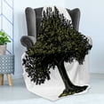 thumbnail image 4 of Tree of Life Soft Flannel Fleece Blanket, Digital Design of Mature Fruit Tree in Retro Engraving Style King of Forest, Cozy Plush for Indoor and Outdoor Use, 70" x 90", Brown Green, by Ambesonne, 4 of 5