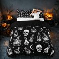 thumbnail image 3 of Homewish Halloween Witch Skull Bedding, Celestial Crystal Duvet Cover Full, Black White, Black Reversible 3-Piece, 1 Duvet Cover and 2 Pillowcases, 3 of 7