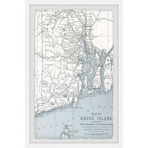 Marmont Hill Gray Rhode Island Map Framed Wall Art, 1.50" x 8.00"