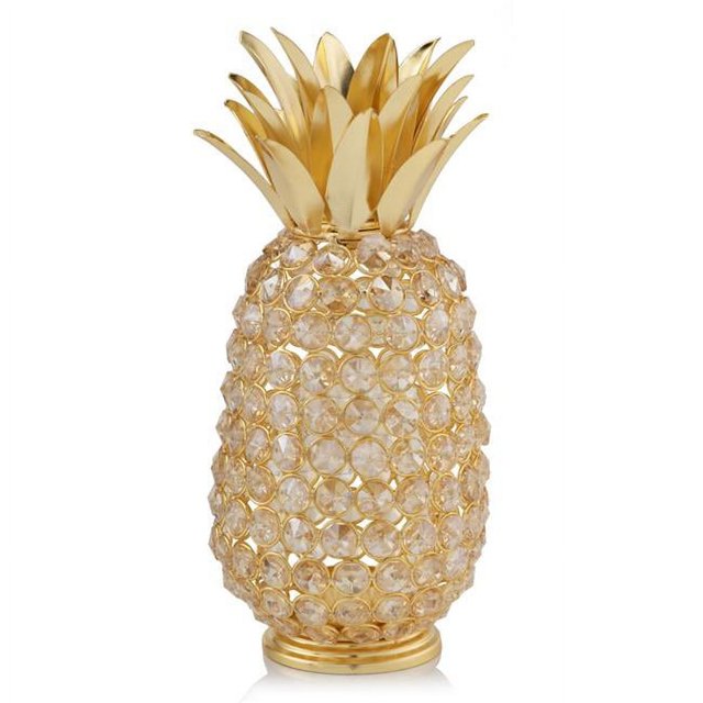 Sculpture Ananas en Faux Cristal et Or 11 Pouces