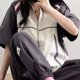 thumbnail image 2 of -Chaqueta Vintage Harajuku de manga corta para mujer, ropa de calle de gran tamaño, cortavientos japonés, estilo años 2000, Tops Y2k, 2 of 5
