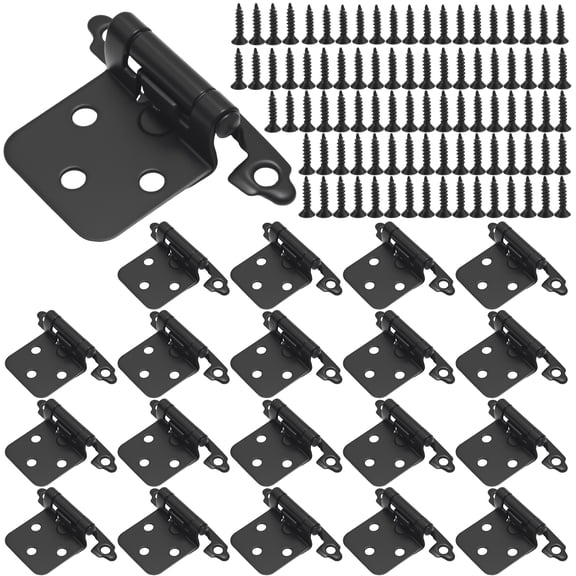 20 Pcs Black Self-Closing Cabinet Hinges, Cold Rolled Steel Construction, Ideal for Kitchen, Bathroom & Office Hardware