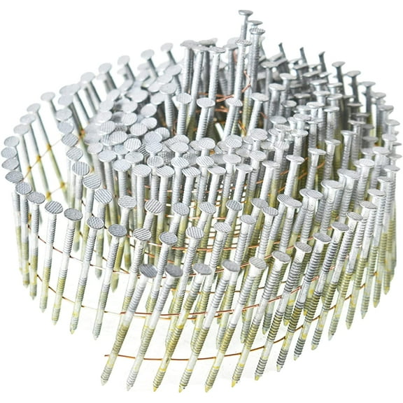 2-Inch x .092-Inch Siding Nails 15-Degree Collated Wire Coil Full RoundHead Ring Shank Hot-Dipped Galvanized 3600 Count for Rough Nailing of Lathing and Sheathing Materials
