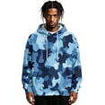 thumbnail image 5 of FENGYOU Mens Fleece Lined Pullover Hoodie Long Sleeve Hooded Sweatshirt Relaxed Fit Camo Print Casual Streetwear Top Light Blue 2XL, 5 of 7