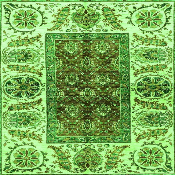 Ahgly Company Indoor Square Abstract Green Modern Area Rugs, 6' Square