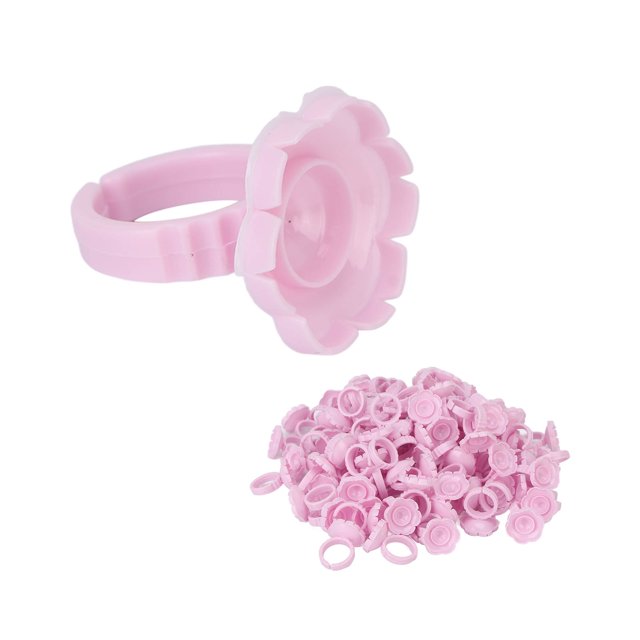 Anillos De Pegamento De Flores, Soportes De Pigmentos Boca Cónica En Forma De V PP Gran Escalabilidad 100 Piezas Anillo De Pegamento De Extensión De Pestañas Para Extensiones De OTVIAP Rosa