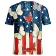 thumbnail image 4 of Nmnitkp Womens American Flag Shirt Short Sleeve USA 4th of July Flag Tops Loose Patriotic Novelty T-Shirts Multicolor,2XL, 4 of 4