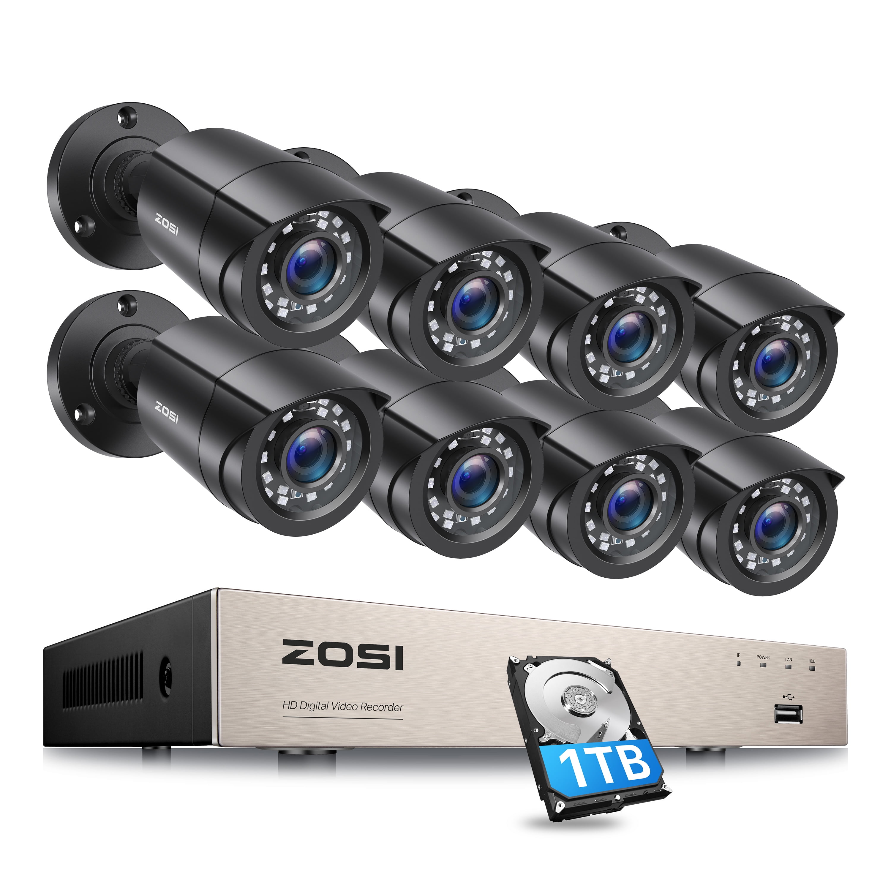 XVIM 8CH 1080P Security Camera System Outdoor with 1TB Hard Drive 
