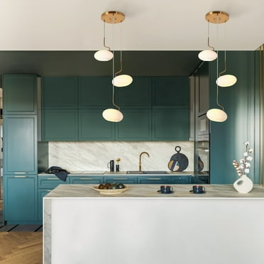 LNC Modern 3-Light Cluster Chandelier Opal Glass Pendant Lights for Kitchen Island - Gold