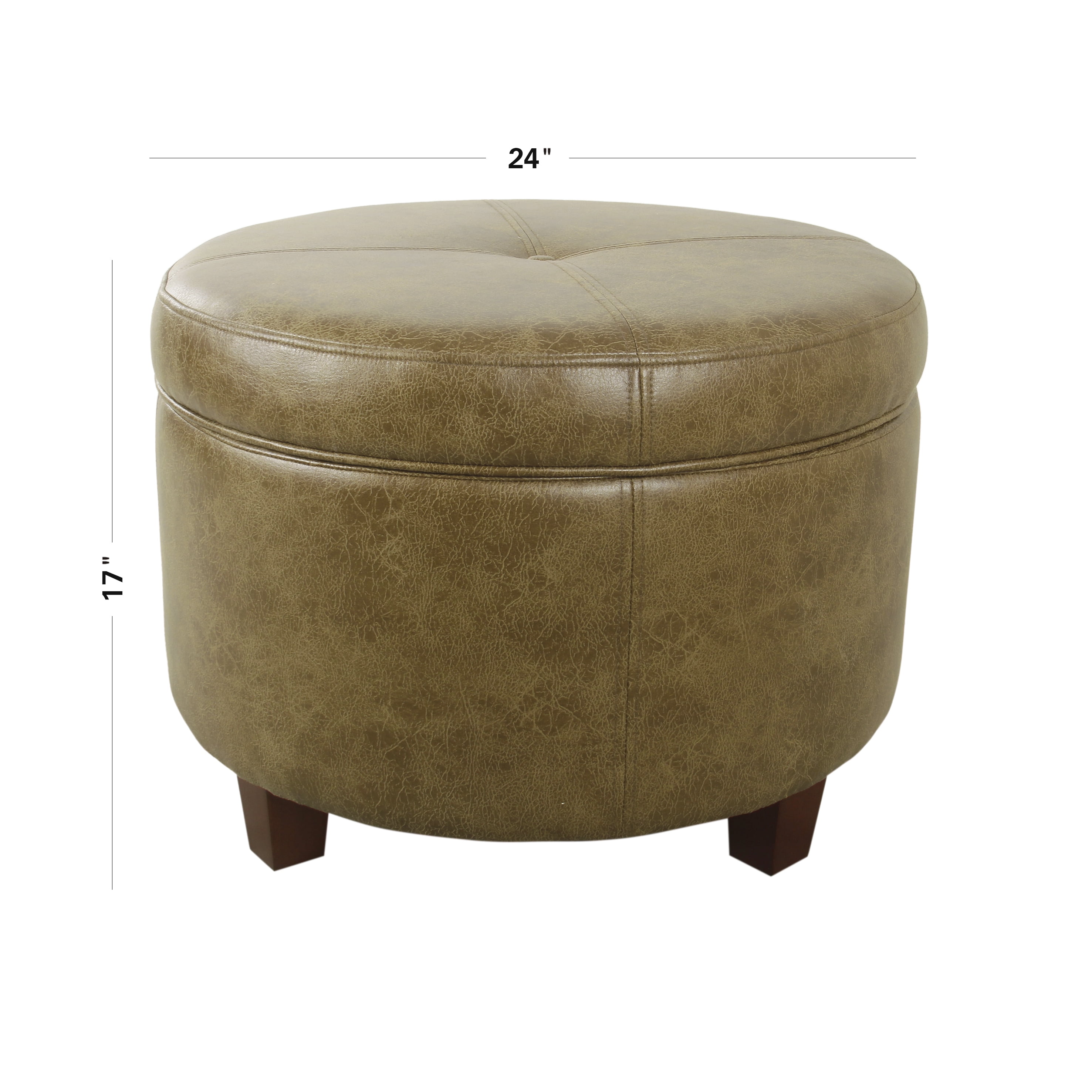 Homepop Large Leatherette Storage, Distressed Leather Ottoman With Storage