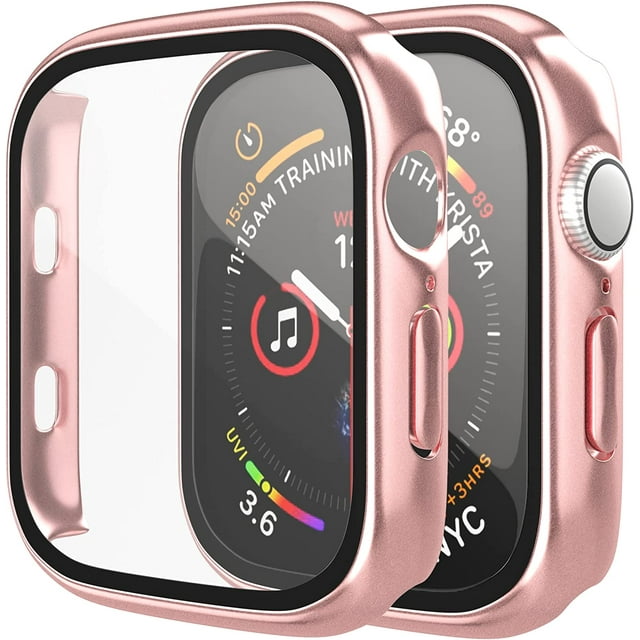 Bulk Cases Compatible with Apple Watch Series 6/SE/Series 5/Series 4 40mm with Built in Tempered Glass Screen Protector, Overall Protective Hard PC Case Ultra-Thin Cover Rose Gold 20 Pack