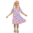 thumbnail image 1 of Zpanxa Robes d'Été pour Filles Décontractées à Manches Courtes Col Rond Imprimé Robe en Polyester Spandex Violet 11 Ans, 1 of 7
