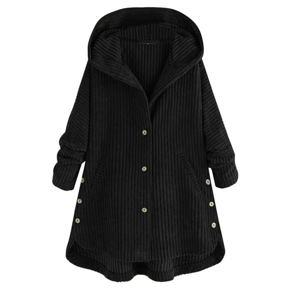 Wyzesi Black Leather Jacket Women Cropped Overnight Women's Autumn And Winter New Clothes Fashionable Casual Corduroy Hooded Jacket Coat Womens Winter Jacket Long Arms Peacoat Women's Big And Tall