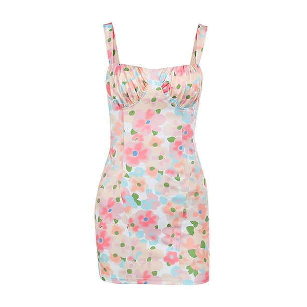 SAYOO Vestido Sin Mangas para Mujer con Patrón de Flores, Versión Flaca Dulce Estilo Elegante Ropa de Verano SAYOO Moda