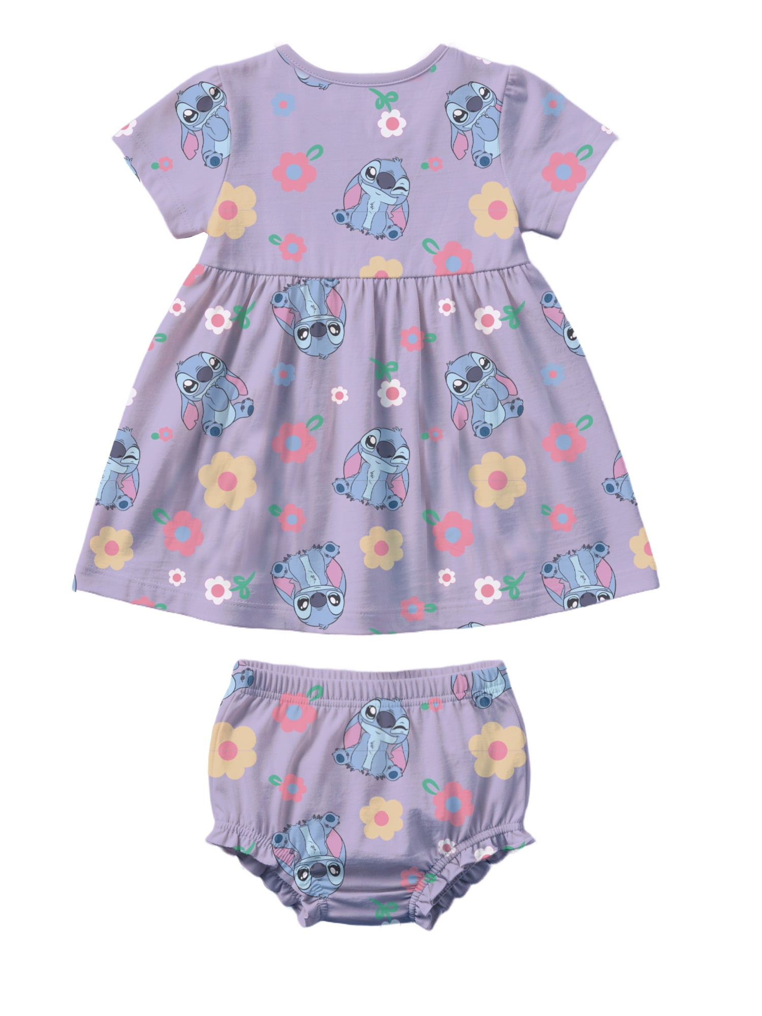 Stitch Baby Girl Viscose French Terry Dress and Panty Set, Sizes 0-24 Months