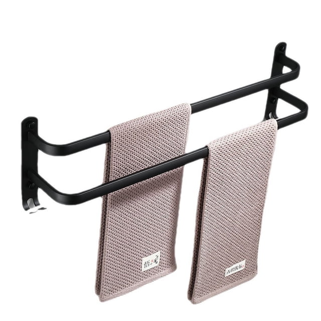 Bathroom Towel Racks, Black Wall Mounted Towel Bars for Shower and Kitchen, Waterproof Door Bars with Double Hook