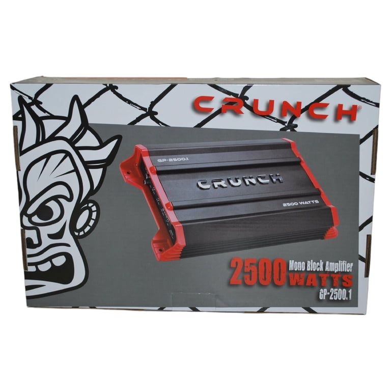 Crunch GP-2500.1 Mono Amplifier, 2500W, Black/Red, 6.1 lbs, Low