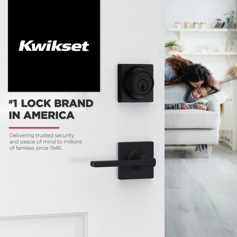 Kwikset Casey Square Privacy Lever Doorknob Matte Black - Contains