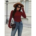 thumbnail image 5 of Ekouaer Womens Mock Neck Thermal Top Long Sleeve Base Layer with Thumbholes Warm Winter Undershirt Slim Fit Thermal Wear, 5 of 9
