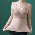 thumbnail image 6 of Lovskoo Women Tank Top with Built in Bra Camisole Nude Solid Winter Warm Self Heating Warm Shaping Wool V-Neck Warm Brassiere Pink, 6 of 7