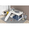 thumbnail image 3 of [US IN STOCK] Metal Bunk Bed with Slide, Twin over Twin, White, 3 of 9