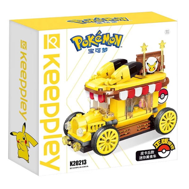 Tomy Anime Pokemon Pikachu Mini Cartoon Elf Ball Car Food Truck Building Blocks DIY Model Assembled Block Brick kids Puzzle Toys qym unisex