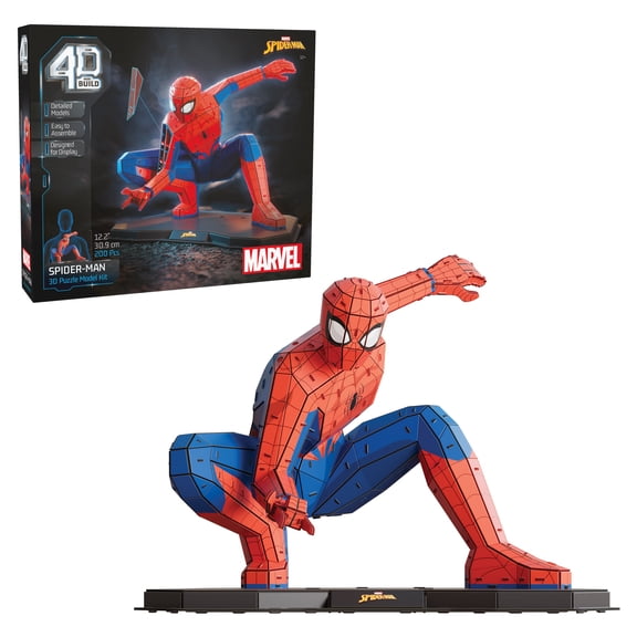 4D Build, Marvel Spider Man 3D Puzzle Model Kit Full-Body Pose, Marvel Collectibles & Desk Décor, Adult Puzzles, Building Toys, 195 Pieces, 3D Puzzles, Gift Ideas for Ages 12 & Up