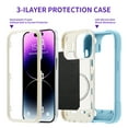 thumbnail image 2 of K-Lion for iPhone 14 Pro Max 2022 6.7 inch Rugged Hybrid Case, Strong Magnetic Wireless Charging Compatible with MagSafe Three-Layer Protection Hidden Kickstand Shockproof Case,Skyblue, 2 of 5