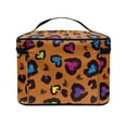 thumbnail image 4 of HELLHERO Brush Slots Makeup Bag Travel Toiletry Bag Polyester Double Zip Travel Cosmetic Makeup Bag, Colorful Leopard Print, 4 of 6