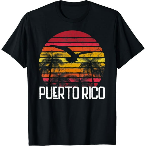 Puerto Rico Vintage Retro Beach Palm Tree Surf Swim Sunset T-Shirt mens t shirt，black，women，funny，misfits，men，journey