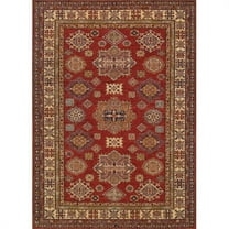 Pasargad Home Kazak 72" x 102" Hand-Knotted Lamb's Wool Area Rug in Red/Ivory