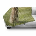 thumbnail image 3 of Chihuahua Soft Flannel Fleece Throw Blanket, Photo of Long Haired Small Dog in Grass on Blurred Background, Cozy Plush for Indoor and Outdoor Use, 70" x 90", Khaki Camel Dark Cocoa, by Ambesonne, 3 of 6