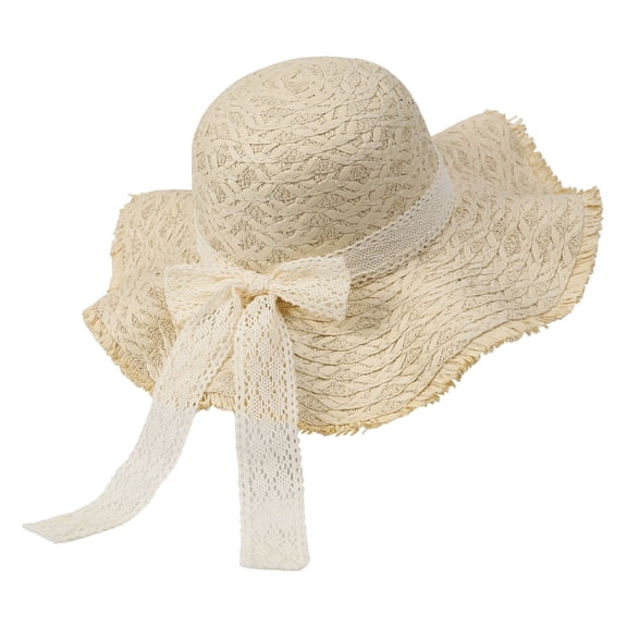 Straw Sun Hats for Women Wide Brim Hat with Bow Beach Sun Hat